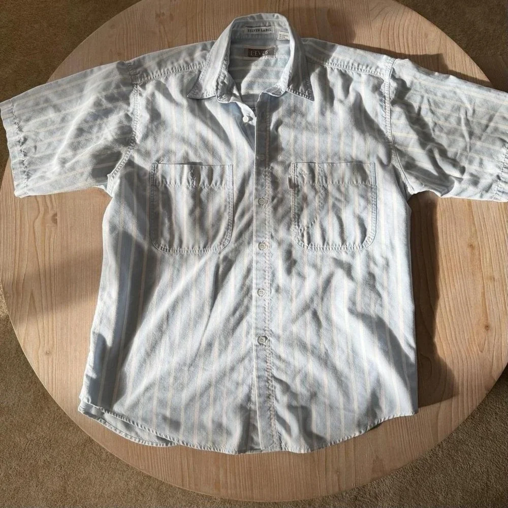 Levi's Silver Label Striped Vintage Short Sleeve Button Up Shirt Large Big‎ E